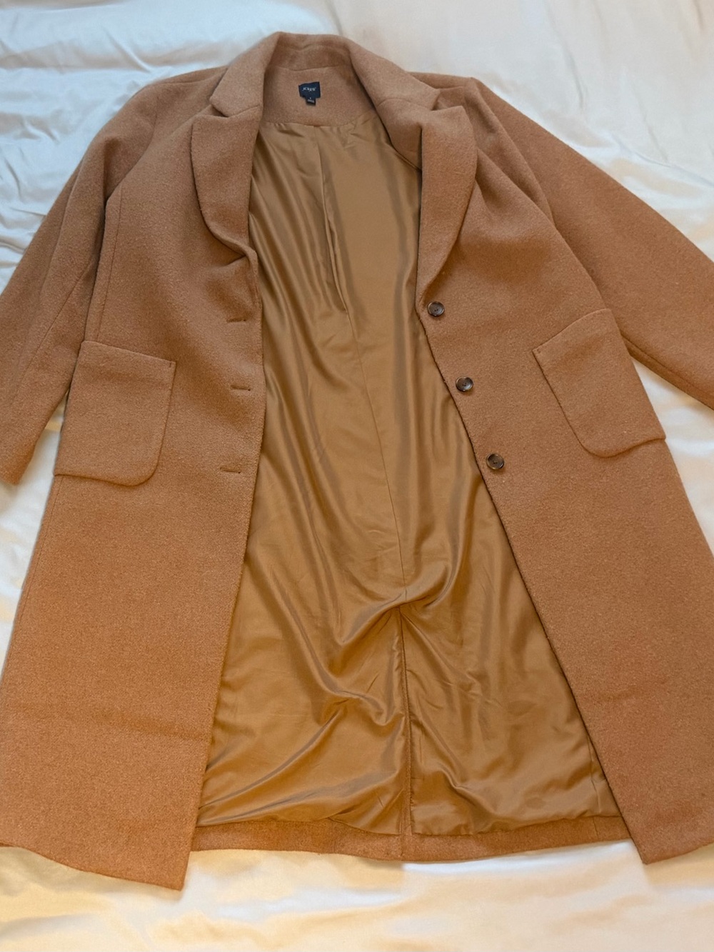 J.Crew CO102 Camel Wool Blend Midcalf Coat Size L - Picture 4 of 7